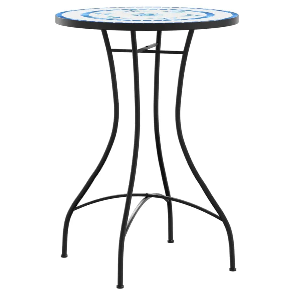 vidaXL Mosaic Bistro Set Blue and White Iron and Ceramic - Bistro Set