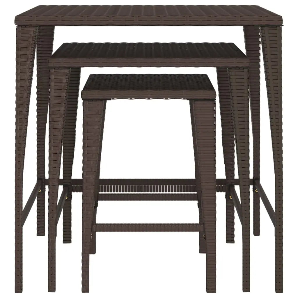 vidaXL Nesting Tables Accent Side Table for Living Room Set of 3 Poly Rattan - Furniture > Tables > Accent Tables > End