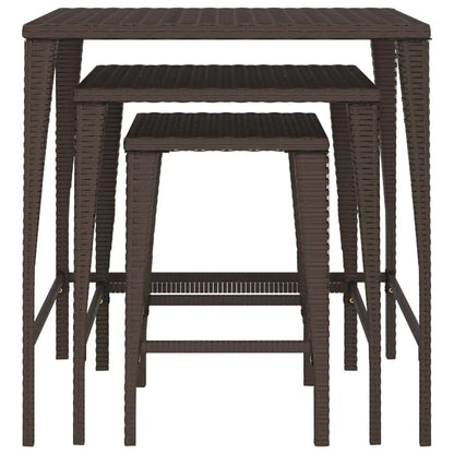 vidaXL Nesting Tables Accent Side Table for Living Room Set of 3 Poly Rattan - Furniture > Tables > Accent Tables > End