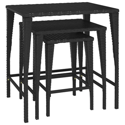 vidaXL Nesting Tables Accent Side Table for Living Room Set of 3 Poly Rattan - Furniture > Tables > Accent Tables > End