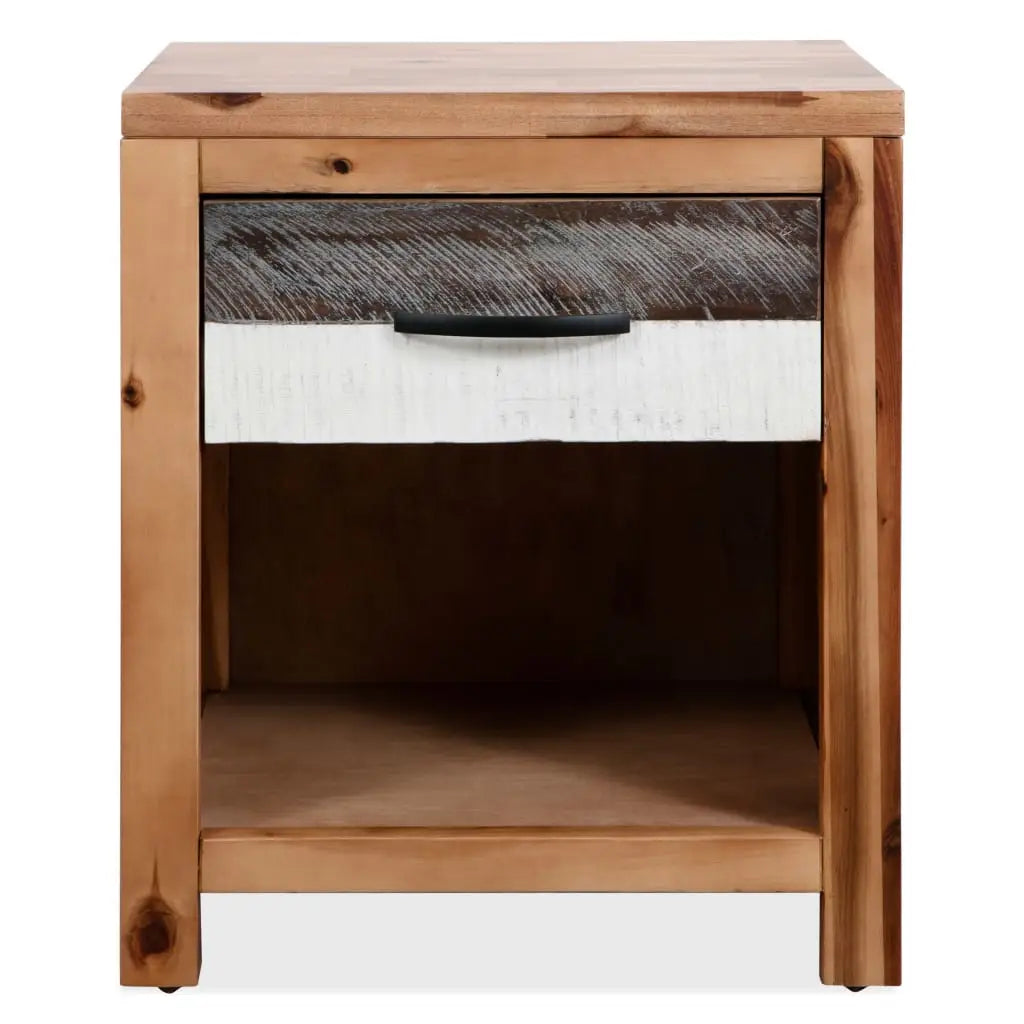 vidaXL Nightstand Bedside Table with Compartment Cabinet Solid Wood Acacia - 1 - Nightstand