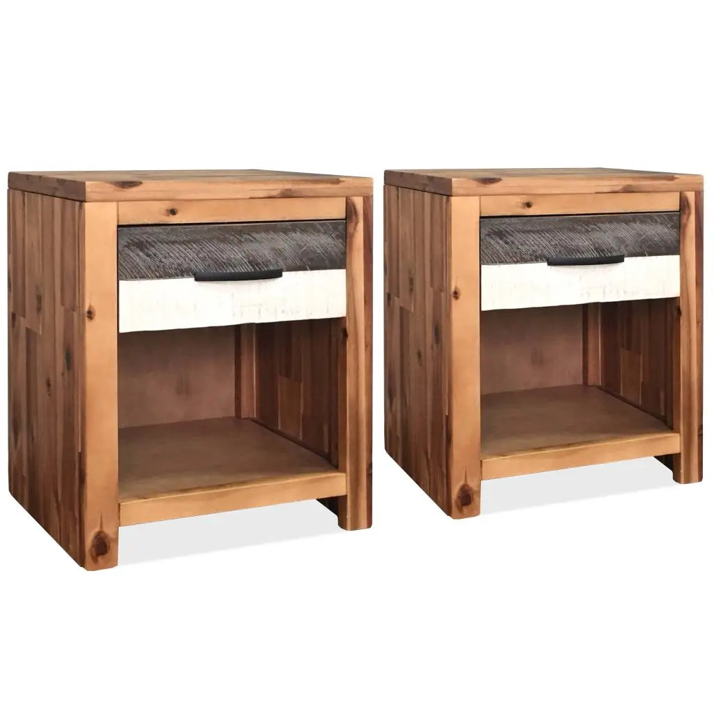 vidaXL Nightstand Bedside Table with Compartment Cabinet Solid Wood Acacia - 1 - Nightstand