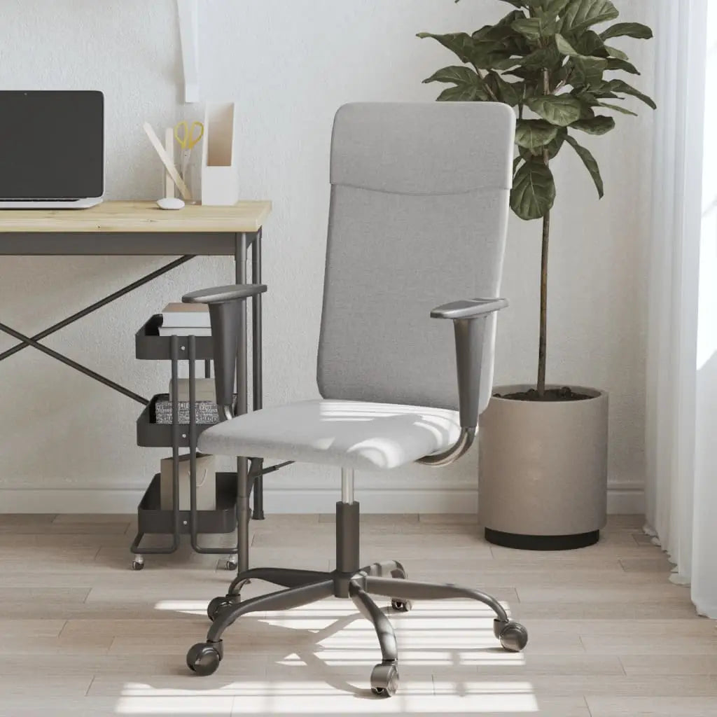 vidaXL Office Chair Rolling Office Computer Desk Chair with Armrest Fabric - Light gray - Furniture > Office Furniture