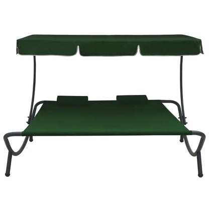 vidaXL Outdoor Double Chaise Lounge Patio Lounge Bed with Canopy and Pillows - Lounge Bed