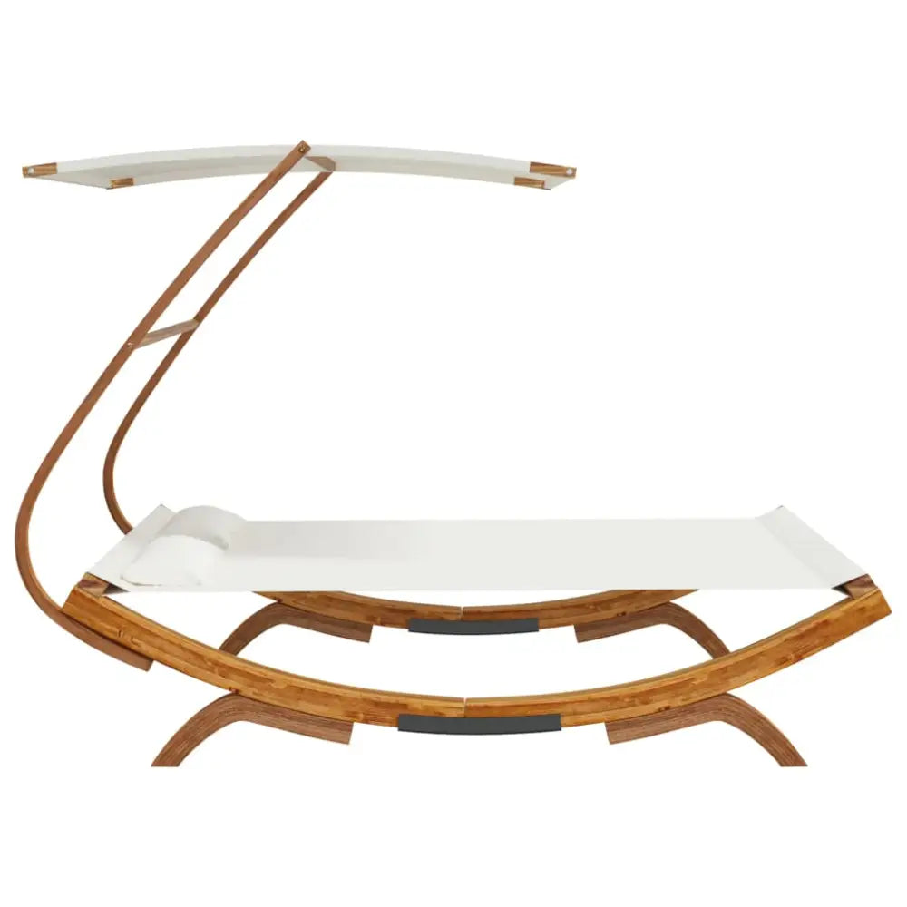 vidaXL Outdoor Double Chaise Lounge Patio Daybed with Canopy Solid Wood Bent
