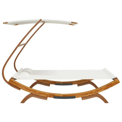 vidaXL Outdoor Double Chaise Lounge Patio Daybed with Canopy Solid Wood Bent