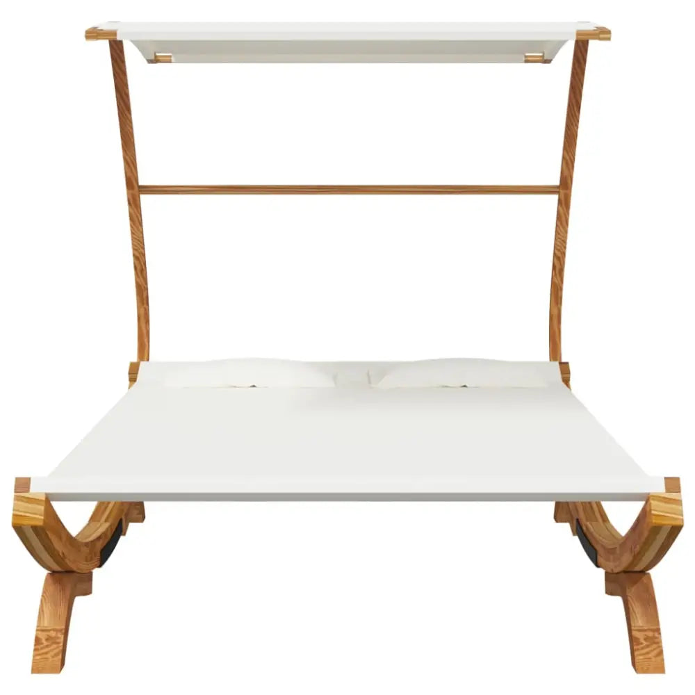 vidaXL Outdoor Double Chaise Lounge Patio Daybed with Canopy Solid Wood Bent