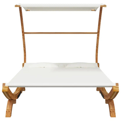 vidaXL Outdoor Double Chaise Lounge Patio Daybed with Canopy Solid Wood Bent