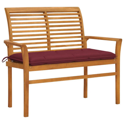 vidaXL Outdoor Patio Bench Garden Bench with Cushion for Porch Solid Wood Teak - Outdoor Bench