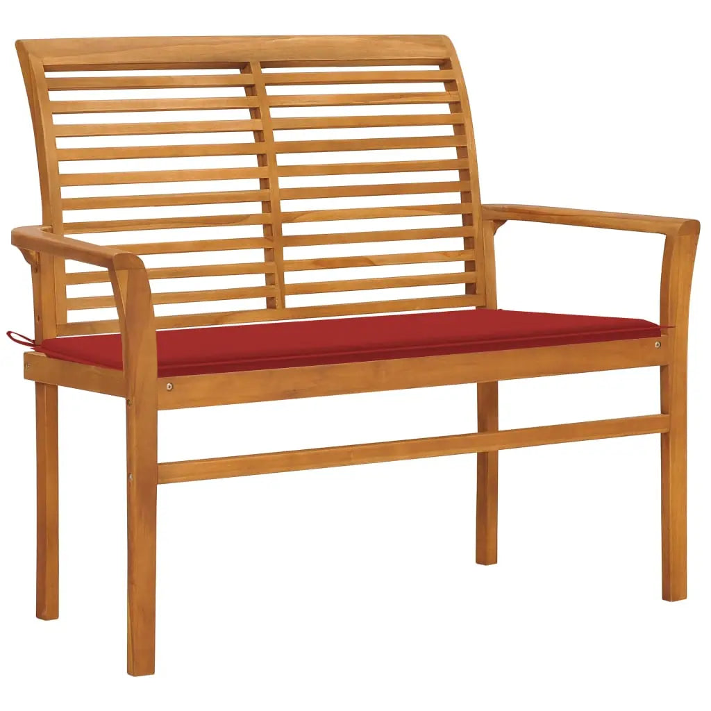vidaXL Outdoor Patio Bench Garden Bench with Cushion for Porch Solid Wood Teak - Outdoor Bench