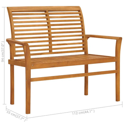 vidaXL Outdoor Patio Bench Garden Bench with Cushion for Porch Solid Wood Teak - Outdoor Bench