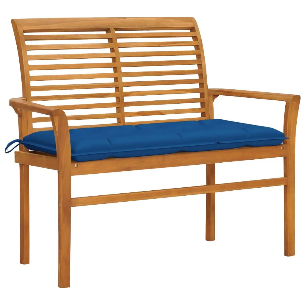 vidaXL Outdoor Patio Bench Garden Bench with Cushion for Porch Solid Wood Teak - Outdoor Bench
