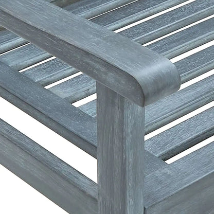 vidaXL Outdoor Patio Bench Loveseat with Armrest Gray Solid Wood Eucalyptus - 59.1’’ - Outdoor Bench