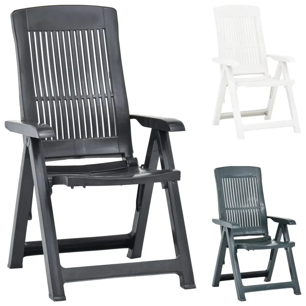 vidaXL Outdoor Recliner Chairs 2 Pcs Reclining Chair with Armrest Plastic - Green - Reclining Chairs