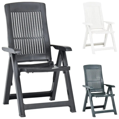 vidaXL Outdoor Recliner Chairs 2 Pcs Reclining Chair with Armrest Plastic - Green - Reclining Chairs