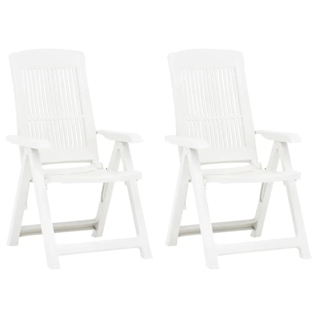 vidaXL Outdoor Recliner Chairs 2 Pcs Reclining Chair with Armrest Plastic - Reclining Chairs