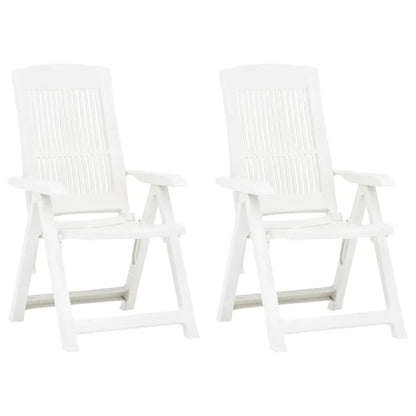 vidaXL Outdoor Recliner Chairs 2 Pcs Reclining Chair with Armrest Plastic - Reclining Chairs