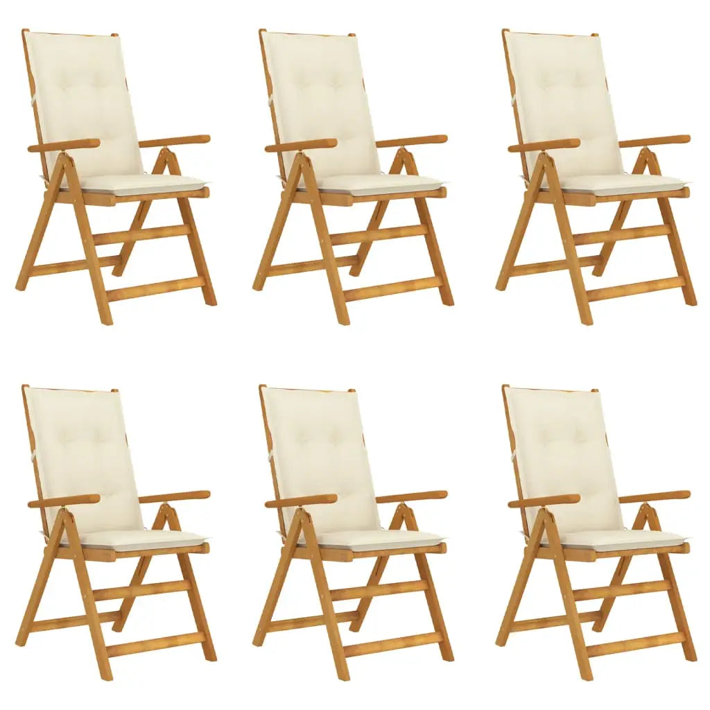 vidaXL Outdoor Recliner Chairs Patio Chair with Cushions Solid Wood Acacia - Outdoor Chairs