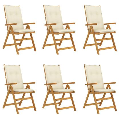 vidaXL Outdoor Recliner Chairs Patio Chair with Cushions Solid Wood Acacia - Outdoor Chairs