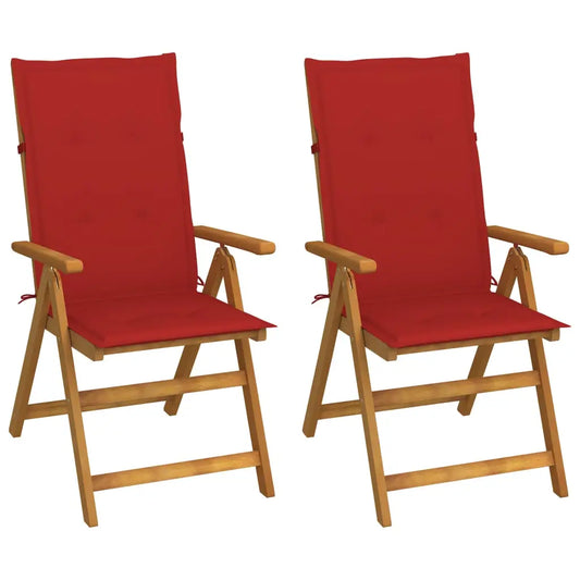 vidaXL Outdoor Recliner Chairs Patio Chair with Cushions Solid Wood Acacia - Outdoor Chairs