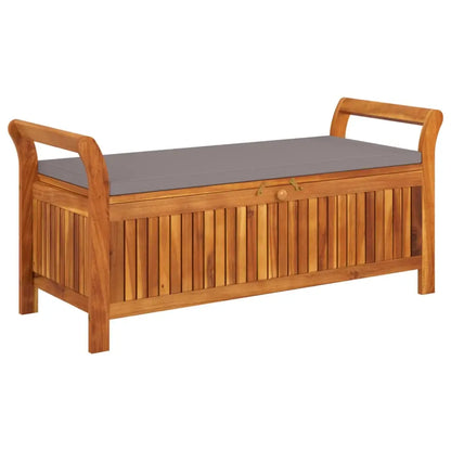 vidaXL Outdoor Storage Bench Patio Deck Box with Cushion Solid Wood Acacia - Outdoor Bench