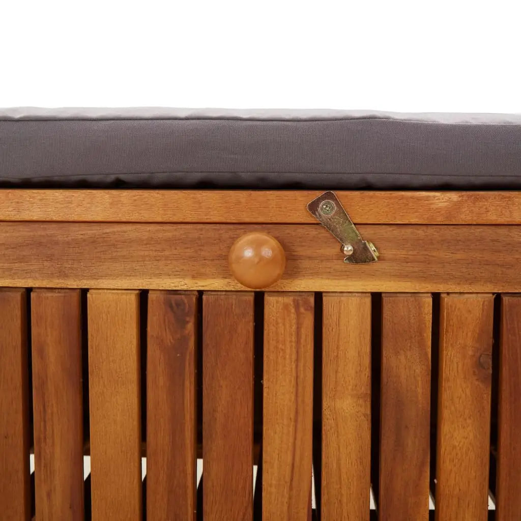 vidaXL Outdoor Storage Bench Patio Deck Box with Cushion Solid Wood Acacia - Outdoor Bench