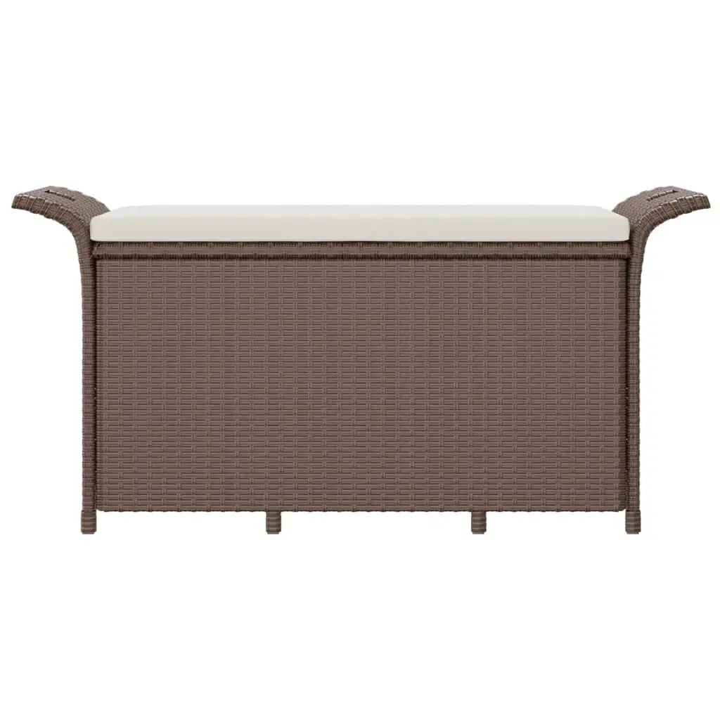 vidaXL Outdoor Storage Bench Patio Rattan Storage Box with Cushion Poly Rattan - Outdoor Bench