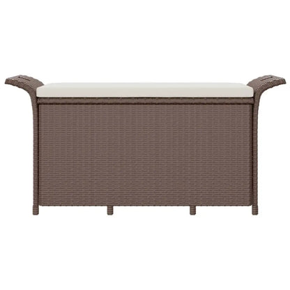 vidaXL Outdoor Storage Bench Patio Rattan Storage Box with Cushion Poly Rattan - Outdoor Bench