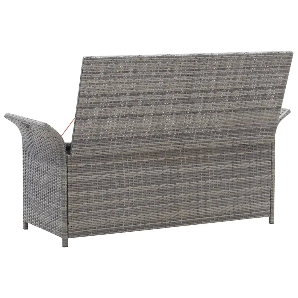 vidaXL Outdoor Storage Bench Patio Rattan Storage Box with Cushion Poly Rattan - Outdoor Bench