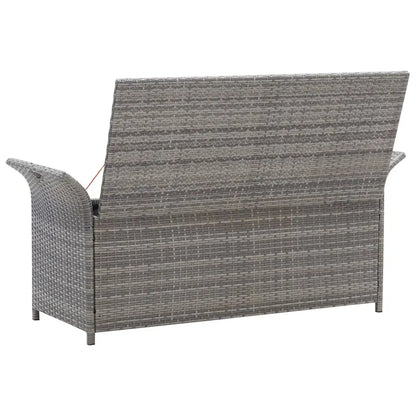 vidaXL Outdoor Storage Bench Patio Rattan Storage Box with Cushion Poly Rattan - Outdoor Bench