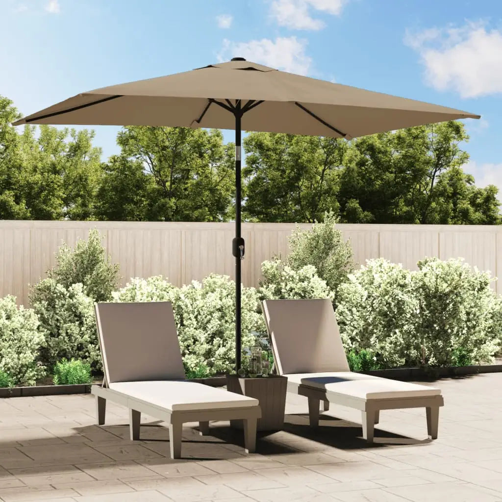 vidaXL Outdoor Umbrella Parasol Patio Sunshade Tilting System Sun Shelter - Taupe - Outdoor Umbrella