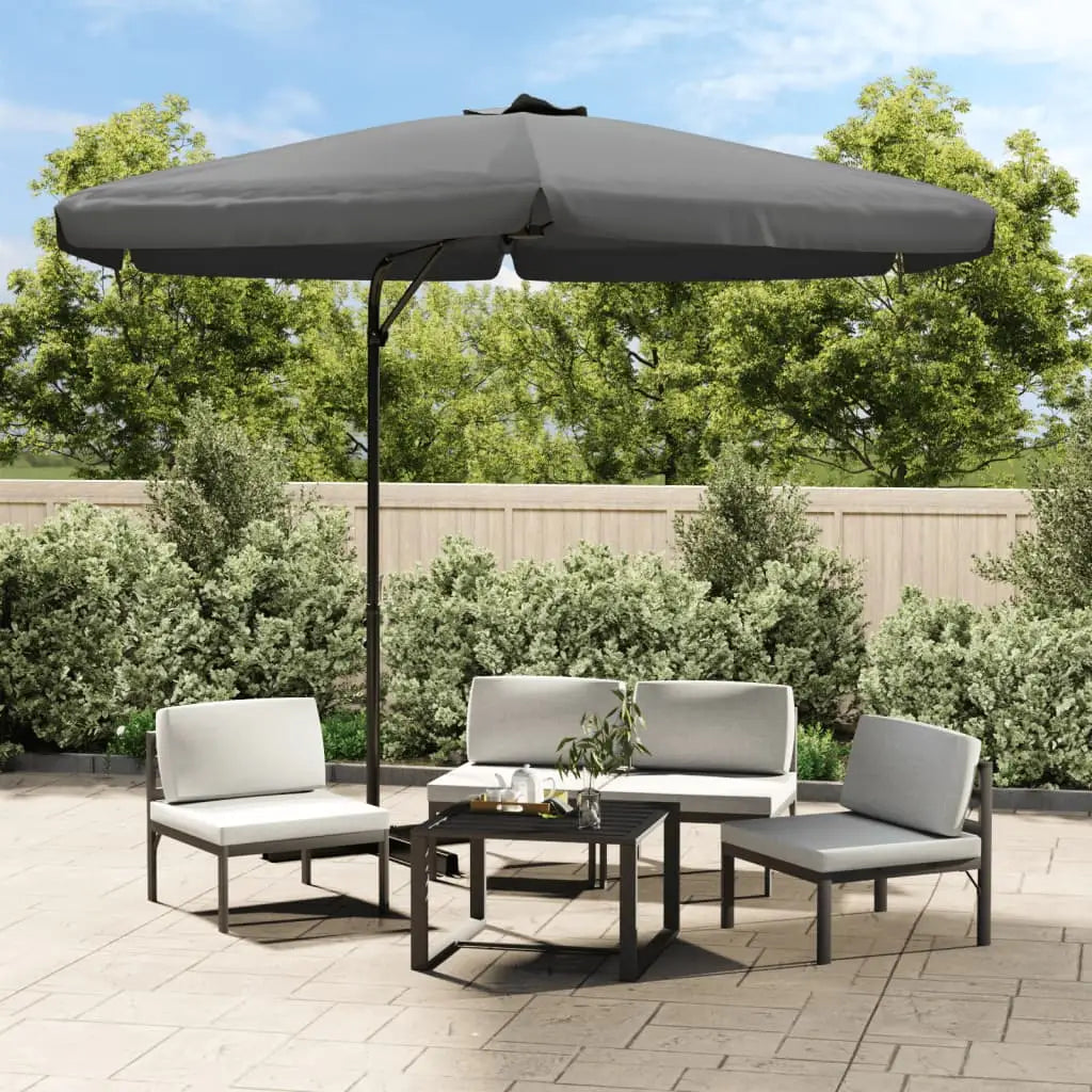 vidaXL Outdoor Umbrella Parasol with Cross Base Patio Sunshade Sun Shelter - Anthracite - Outdoor Umbrella