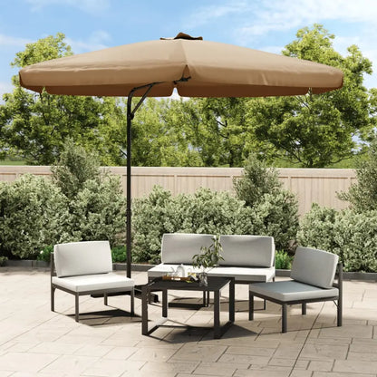 vidaXL Outdoor Umbrella Parasol with Cross Base Patio Sunshade Sun Shelter - Taupe - Outdoor Umbrella
