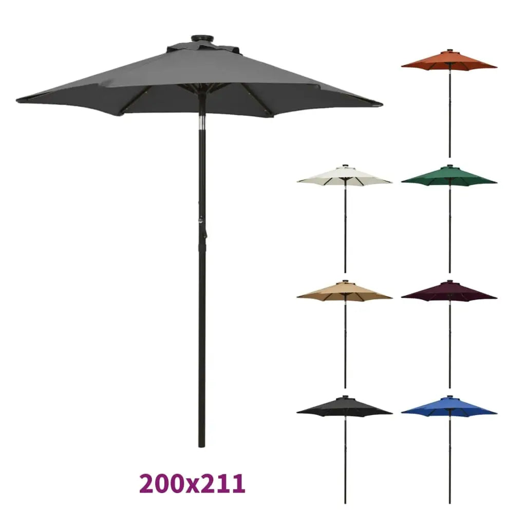 vidaXL Outdoor Umbrella Parasol with Solar LEDs Tilting Patio Sunshade Shelter - Sand - Umbrella