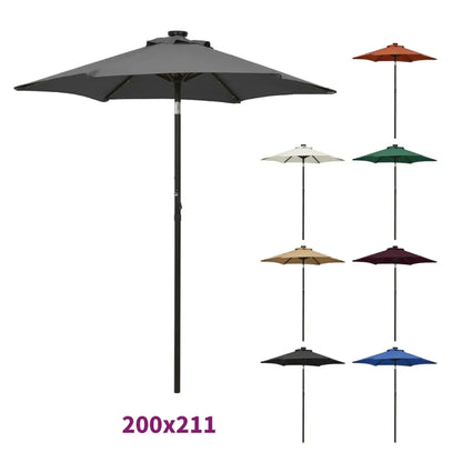 vidaXL Outdoor Umbrella Parasol with Solar LEDs Tilting Patio Sunshade Shelter - Sand - Umbrella