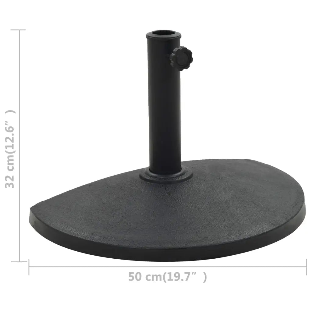 vidaXL Parasol Base Half Round Polyresin 19.8 lb Black - Umbrella Base