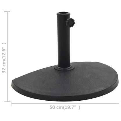 vidaXL Parasol Base Half Round Polyresin 19.8 lb Black - Umbrella Base