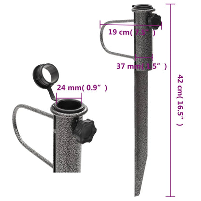 vidaXL Parasol Stands with Spikes 2 pcs 7.5’’x16.5’’ Galvanized Steel - Umbrella Stand