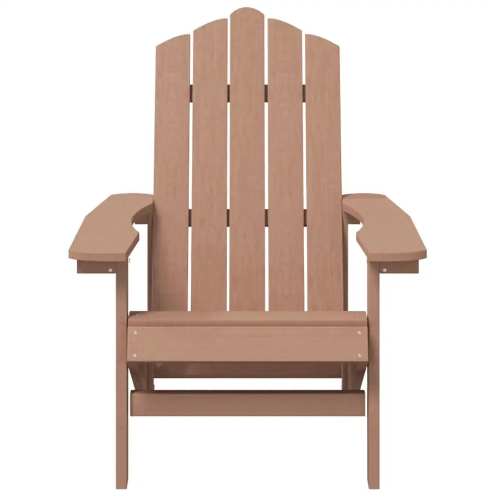 vidaXL Patio Adirondack Chair with Table HDPE Brown - Outdoor Chair