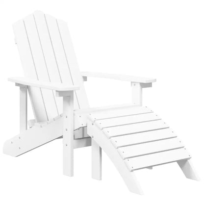 vidaXL Patio Adirondack Chairs with Footstool & Table HDPE White