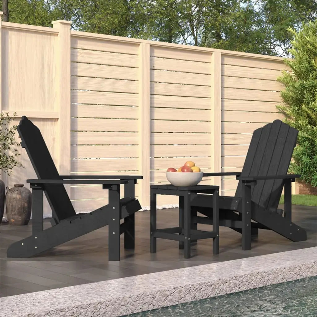 vidaXL Patio Adirondack Chairs with Table HDPE Anthracite - Adirondack Chairs