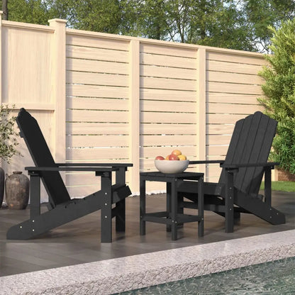 vidaXL Patio Adirondack Chairs with Table HDPE Anthracite - Adirondack Chairs