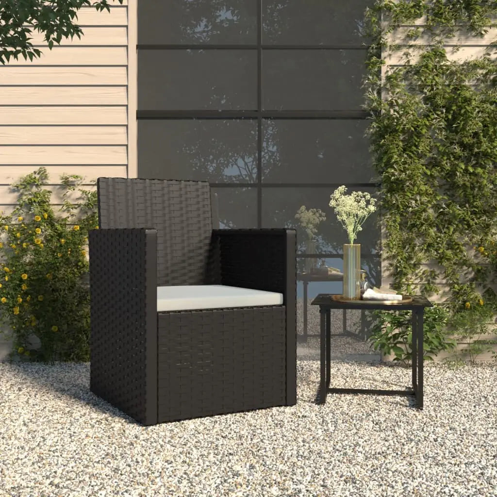 vidaXL Patio Armchair with Cushion Black Poly Rattan - Armchair
