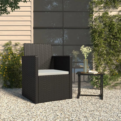 vidaXL Patio Armchair with Cushion Black Poly Rattan - Armchair