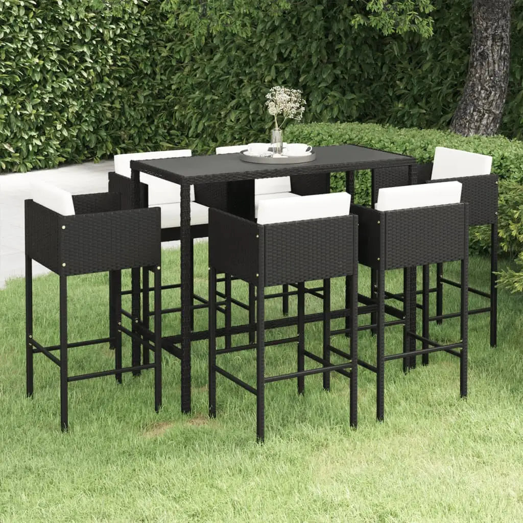 vidaXL Patio Bar Set Outdoor Bistro Set Bar Stool Bistro Table Poly Rattan - Outdoor Furniture Set