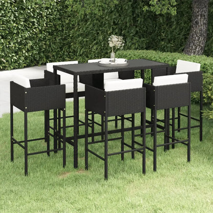 vidaXL Patio Bar Set Outdoor Bistro Set Bar Stool Bistro Table Poly Rattan - Outdoor Furniture Set