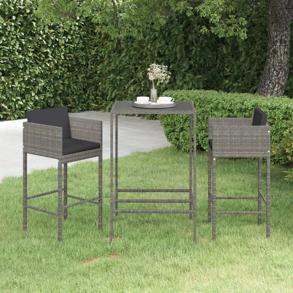 vidaXL Patio Bar Set Outdoor Bistro Set Bar Stool Bistro Table Poly Rattan - Outdoor Furniture Set