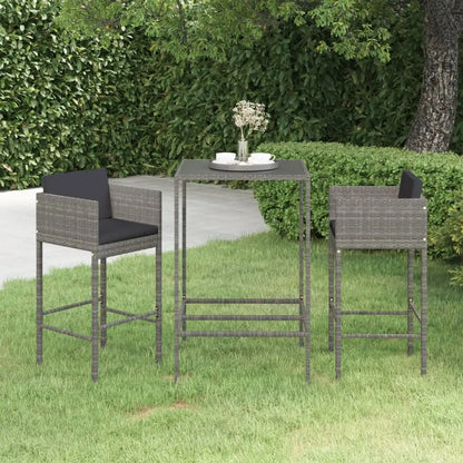 vidaXL Patio Bar Set Outdoor Bistro Set Bar Stool Bistro Table Poly Rattan - Outdoor Furniture Set