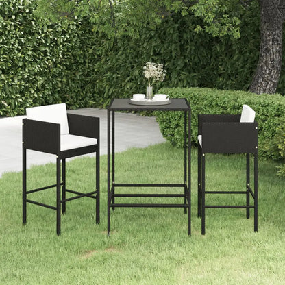 vidaXL Patio Bar Set Outdoor Bistro Set Bar Stool Bistro Table Poly Rattan - Outdoor Furniture Set