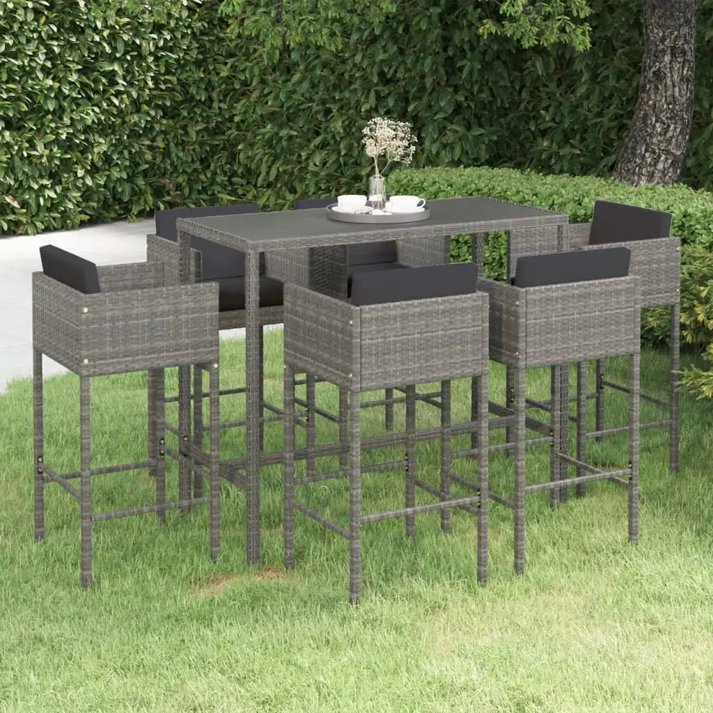 vidaXL Patio Bar Set Outdoor Bistro Set Bar Stool Bistro Table Poly Rattan - Outdoor Furniture Set